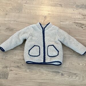 Carter's Cozy Sherpa Jacket - Cream with Navy Trim